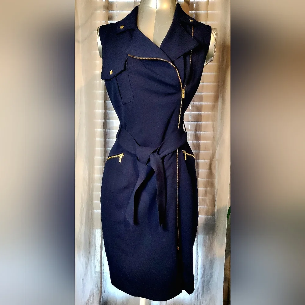 Calvin Klein Moto Sleeveless Sheath Dress - Picture 3 of 17